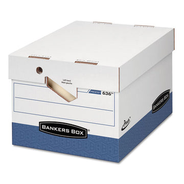 Bankers Box® Presto Ergonomic Design Storage Boxes, Letter-legal Files, 12.88" X 16.5" X 10.38", White-blue, 12-carton freeshipping - TVN Wholesale